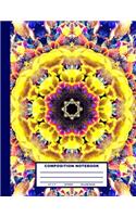 Composition Notebook: Yellow Blue Mandala Cover Design College Ruled 120 Blank Lined Pages 8.5 X 11 Matte Finished Soft Cover