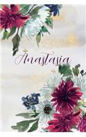 Anastasia: Personalized Journal Gift Idea for Women (Burgundy and White Mums)