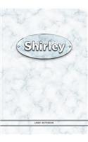 Shirley - Lined Notebook: College Ruled Blank Pages Plus Extra Date Neutral Calendar (12 Months) and Notepad Sketch Designs. Cover Print White Marble Background with Silver-I