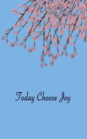 Today Choose Joy: Lined Journal Notebook. Soft Blue cover with Cherry Blossoms and inspirational quote. 110 Pages, 8.5x11