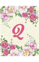 Q: Pink Floral Monogram Diary, Journal, Composition Notebook for Women - 8.5"x 11" - Notebook with 150 Lined pagesPink Floral Monogram Diary with Initi(17 Monogram Journals)