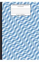 College Ruled Composition Notebook. 6" x 9". 120 Pages: Geometric Blue Shades Diagonal Pattern Cover. College ruled paper, medium ruled paper. For middle school to college. Composition notebook for teens 