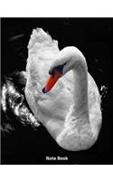 Note Book: Swimming Swan, White Feathered Bird, Writing Book, Wide Ruled, 200 Paged 7.44 X 9.69