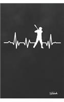 Notebook: Blank Lined Journal College Ruled Notebook Baseball Player Heartbeat Lover