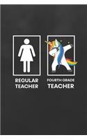 Regular Teacher Fourth Grade Teacher: Blank Lined Journal College Ruled Notebook Fourth Grade Teacher Student Appreciation Dabbing Unicorn