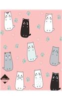 Notebook: cute cat cat white cat black cat aquamaring cat silver on pink cover and Dot Graph Line Sketch pages, Extra large (8.5 x 11) inches, 110 pages, Whit(1 Notebook)