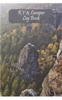 RV & Camper Log Book: Mountain/ Rocks/ Forest Style Journal for Recording Campsites Visited