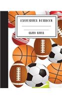 Composition Notebook Graph Paper Grid Basketball Americal Football 8" x 10",120 Pages: Softcover Journal to write in, College Ruled, Boys Kids Teens Workbook for School, Office or Personal Use