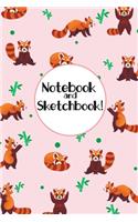 Red Panda Sketchbook and Notebook: Cute Red Panda Workbook for Girls Teens Students for Home School College, Lined Pages and Blank Pages, Perfect Red Panda Gift