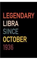 Legendary Libra Since October 1936: Diary Journal - Legend Since Oct Born In 36 Vintage Retro 80s Personal Writing Book - Horoscope Zodiac Star Sign - Daily Journaling for Journalist &
