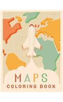 Maps Coloring Book: World Geography Workbook, Geography Coloring Book