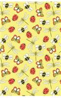 Journal Notebook Dragonflies, Bees and Ladybugs Pattern - Yellow: Blank Journal To Write In, Unlined For Journaling, Writing, Planning and Doodling, For Women, Men, Kids, 160 Pages, Easy To Carry Size(58 Plain Journal)