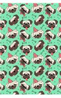 Bullet Journal Notebook Funny Pugs Pattern 4: 112 Page Numbered Graph Style Grid Bullet Journal with Index Pages and Key Pages in Portable 6 X 9 Size.