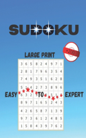sudoku large print easy to expert: over 200 puzzles to sharpen your brain with solutions, easy medium hard and expert levels, perfect in travel,1 per page, for adults, teens and kids