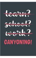 Learn? School? Work? Canyoning!: Notebook - Great Gift for Writing notes, Scribble and Reminders lined 6x9 Inch 100 Pages