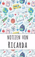 Notizen von Ricarda: Liniertes Notizbuch für deinen personalisierten Vornamen