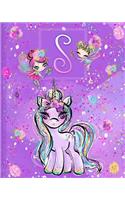 S: Unicorn Composition Notebook Wide Ruled Monogrammed Initial S