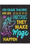 8th Grade Teachers are like Unicorns They make Magic Happen: 8th Grade Teacher appreciation gift, Thank you gifts, Notebook/Retirement Journal Gift for 8th Grade Teacher /Year End, And you can give this book i