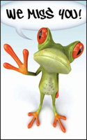 We Miss You! Frog Postcard (Pkg of 25)