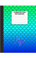 Faye Composition Notebook: Wide Ruled Composition Notebook Mermaid Scale for Girls Teens Journal for School Supplies - 110 pages 7.44x9.278