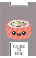 Notebook for Foods: Lined Journal with Salmon Sushi with Rice Design - Cool Gift for a friend or family who loves japan presents! - 6x9" - 180 White lined pages - You C
