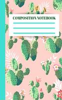 Composition Notebook: Cactus flowers pink 140 college ruled 140 pages (7.44 x 9.69)