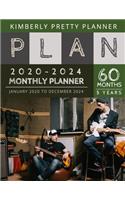 5 year monthly planner 2020-2024: five year journal 60 Months Calendar Large size 8.5 x 11 2020-2024 planner, organizer and password logbook - playing electric guitar design