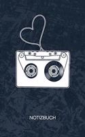 Notizbuch: A5 Kariert - 90er Kinder Heft - Musik Notizheft 120 Seiten KARO - Kassettenrekorder Retro Notizblock Ich vermisse die alten Zeiten Motiv - Stimmungs