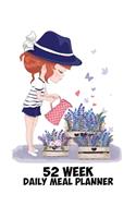 52 Week Daily Meal Planner: Happy Garden Girl - Herb Gardening - Plan Shop and Prepare Large - Small Family Menu - Recipe Grocery Market Shopping Lists Budget Tracker - Vegan V