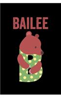 Bailee: Animals Coloring Book for Kids, Weekly Planner, and Lined Journal Animal Coloring Pages. Personalized Custom Name Initial Alphabet Christmas or Birt