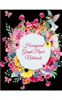 Hexagonal Graph Paper Notebook: Black Color, 1/4 Inch Hexagons Graph Paper Notebooks 8.5" X 11" for Designing, Game Boards Paper, Math Activities and Coloring Patterns