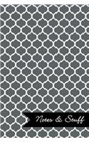 Notes & Stuff Lined Notebook With Slate Grey Moroccan Trellis Pattern Cover
