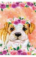 Journal Notebook For Dog Lovers Bulldog Puppy In Flowers 5