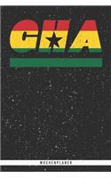 Gha: Ghana Wochenplaner mit 106 Seiten in weiß. Organizer auch als Terminkalender, Kalender oder Planer mit der ghana Flagge verwendbar
