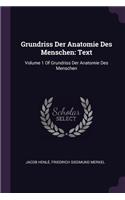 Grundriss Der Anatomie Des Menschen
