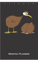 Crazy Kiwi bird with 2 Kiwi fruits Monthly Planner