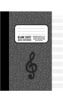 Blank Sheet Music Notebook: Manuscript Paper, 10 Large Staves Per Page, 8 X 10" - Gray: Manuscript Paper, 10 Large Staves Per Page, 8 X 10" - Gray