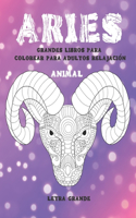 Grandes libros para colorear para adultos Relajación - Letra grande - Animal - Aries