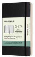 2019 Moleskine Notebook Black Pocket Weekly 18-month Diary Soft (July 2018 to December 2019)