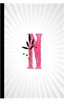 N: Monogram Initial Composition Notebook Watercolor & Floral Botanical Drawings Personalized Notebook for Girls & Women