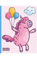 Dancing Unicorn at a Party with Balloons: 2020 Schedule Planner and Organizer / Weekly Calendar