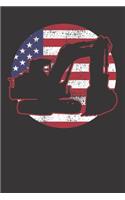 Notebook: Excavator Digger USA Flag Vintage College Ruled 6x9 120 Pages
