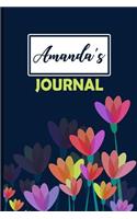 Amanda's Journal: 6x9 Personalized Journal for Amanda with 120 Ligned Ruled Pages to Write In. Custom Name Notebook Journal or Diary for Teen Girls, Women, Moms, Wive