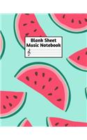 Blank Sheet Music Notebook: Easy Blank Staff Manuscript Book Large 8.5 X 11 Inches Musician Paper Wide 12 Staves Per Page for Piano, Flute, Violin, Guitar, Trumpet, Drums, Cell