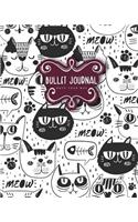 Bullet Journal Dot Grid for 90 Days, Numbered Pages Quarterly Journal Diary, Meow Cat Doodles Black and White Notebook: Large Bullet Journal 8x10 with 150 Dot Grid Pages with Number