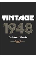 Retro Birthday - Vintage 1948 Notebook Original Parts Gift