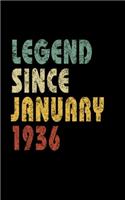 Legend Since January 1936: Retro Birthday Gift Notebook With Lined Wide Ruled Paper. Funny Quote Sayings 5 x 8 Notepad Journal For Taking Notes For People Born In January 1936