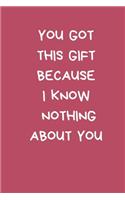 You Got This Gift Because I Know Nothing About You