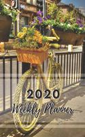 Weekly Planner: 52 week planner and month at a glance, Yellow Bicycle with Basket of Yellow Flowers