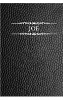 Joe: Personalized Name Journal For Men (Black Faux Leather Design)